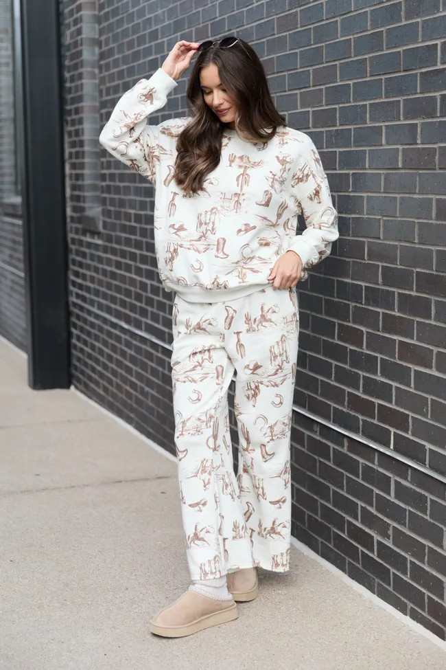 Chyenne Cream Western Sweatpants FINAL SALE sold by Pink Lily