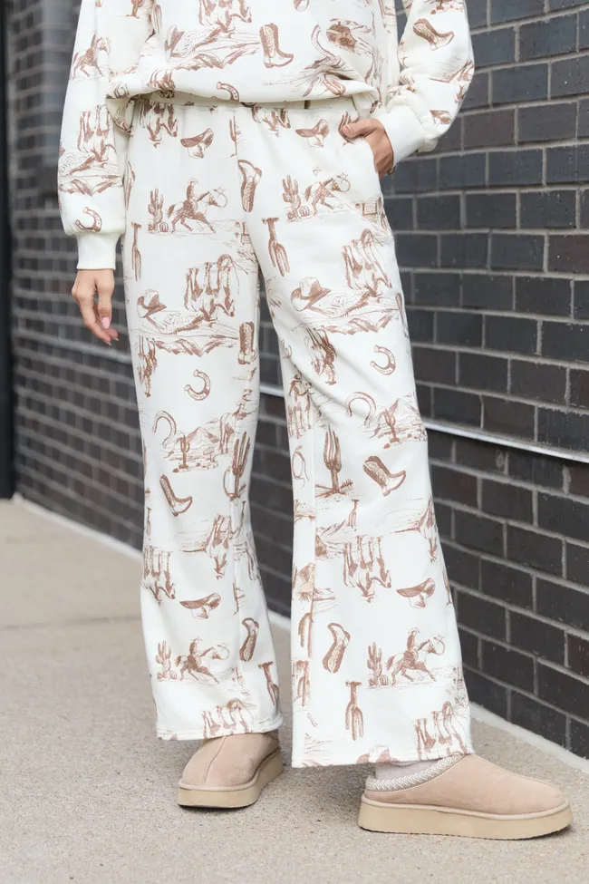 Chyenne Cream Western Sweatpants FINAL SALE sold by Pink Lily product image thumbnail 2