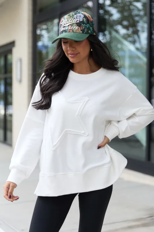 Solstice Ivory Star Embellished Pullover sold by Pink Lily