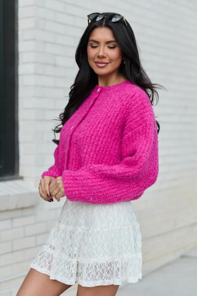 Taye Hot Pink Chunky Boucle Cardigan sold by Pink Lily product image thumbnail 3