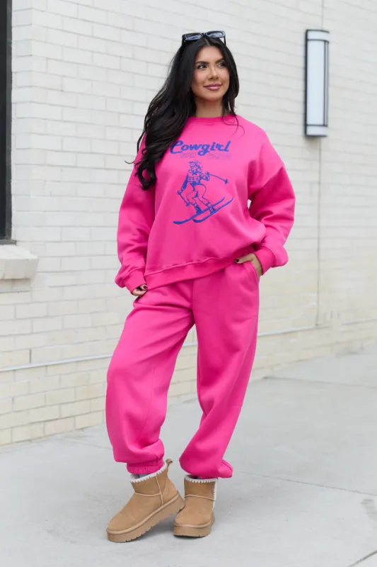 Cowgirl Ski Club Pink Sweatpants FINAL SALE sold by Pink Lily