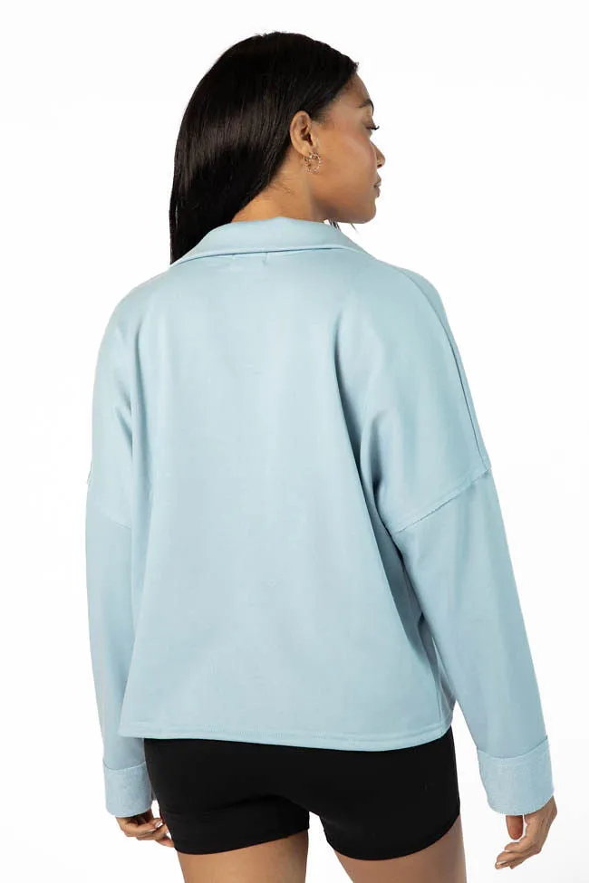 Maggie Blue Quarter Zip Sweatshirt FINAL SALE sold by Pink Lily product image thumbnail 4