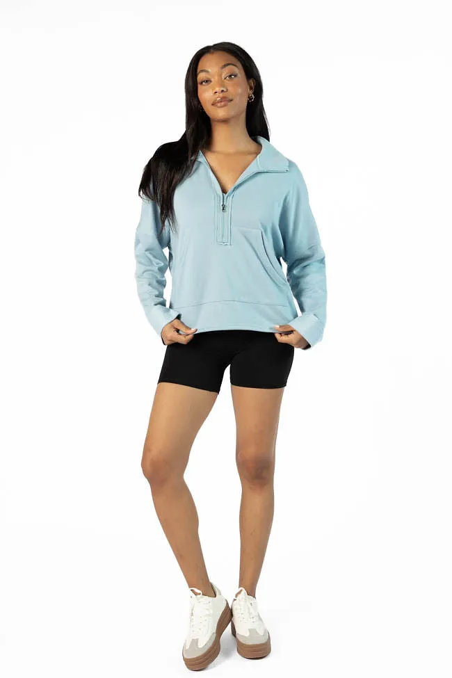 Maggie Blue Quarter Zip Sweatshirt FINAL SALE sold by Pink Lily product image thumbnail 2