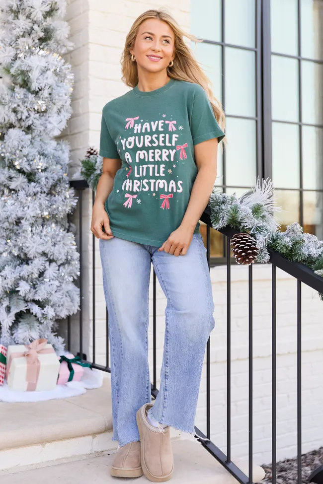 Merry Christmas Bows Dark Green Graphic Tee sold by Pink Lily product image thumbnail 2
