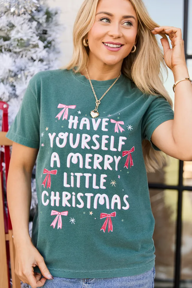 Merry Christmas Bows Dark Green Graphic Tee sold by Pink Lily product image thumbnail 3