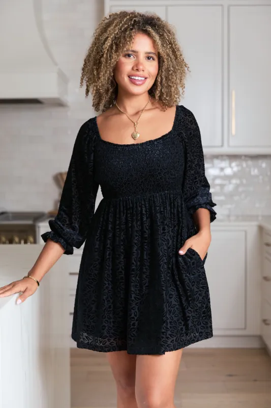 Evie Black Animal Print Velvet Burnout Mini Dress sold by Pink Lily