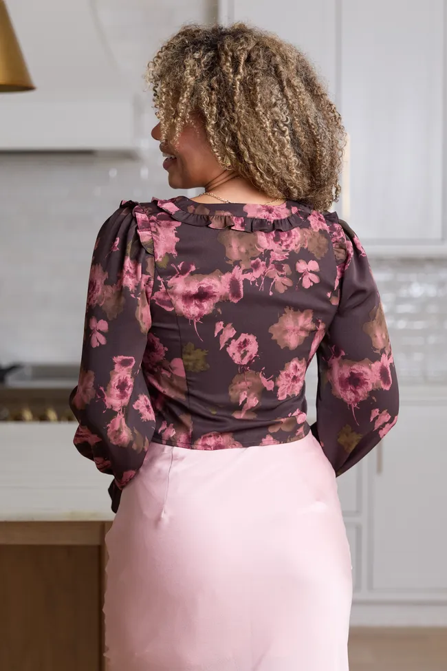 Maryn Pink And Brown Floral Tie Top FINAL SALE sold by Pink Lily product image thumbnail 5