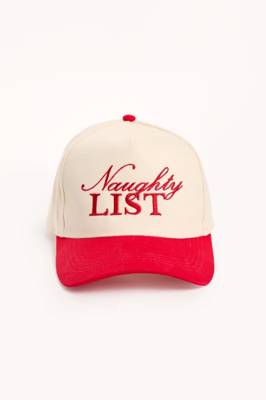 Naughty List Red Trucker Hat sold by Pink Lily