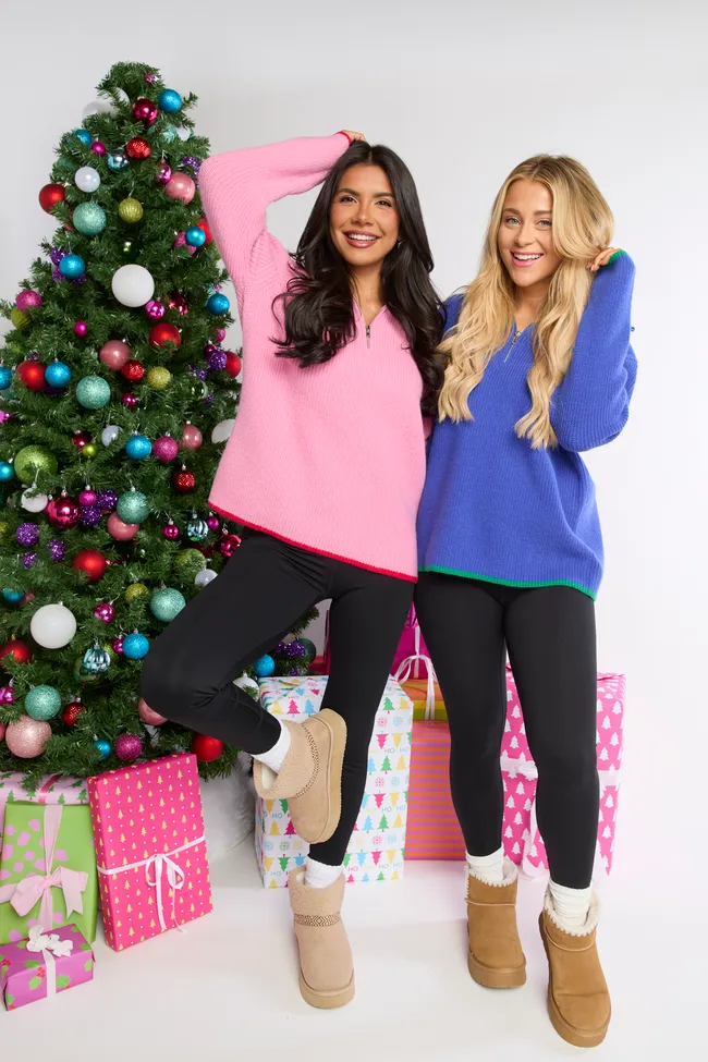 Mandi Pink With Red Trim Half Zip Pullover FINAL SALE sold by Pink Lily product image thumbnail 5