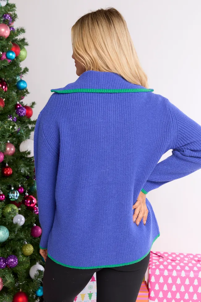 Mandi Blue With Green Trim Half Zip Pullover sold by Pink Lily product image thumbnail 5
