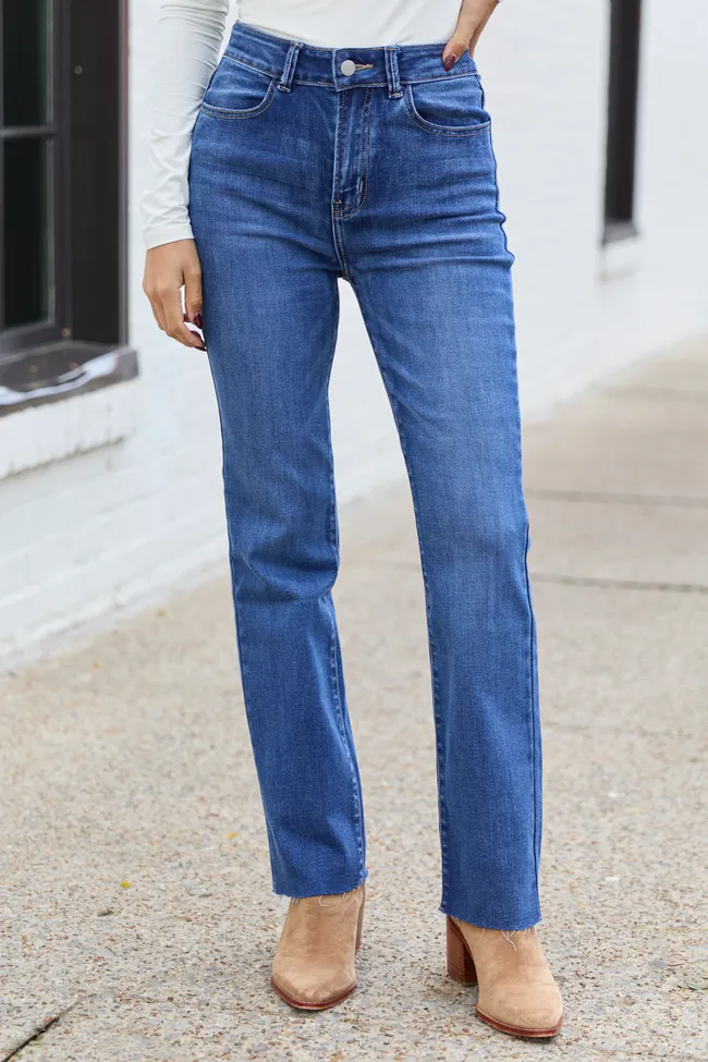My Favorite Dark Wash Straight Leg Jeans sold by Pink Lily