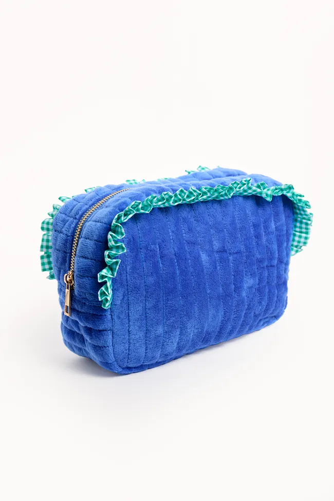 Avalon Blue Ruffle Trim Cosmetic Bag FINAL SALE sold by Pink Lily