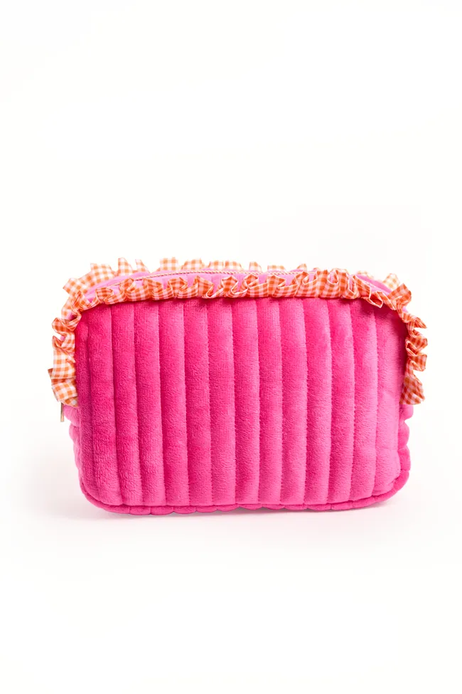 Avalon Pink Ruffle Trim Cosmetic Bag sold by Pink Lily