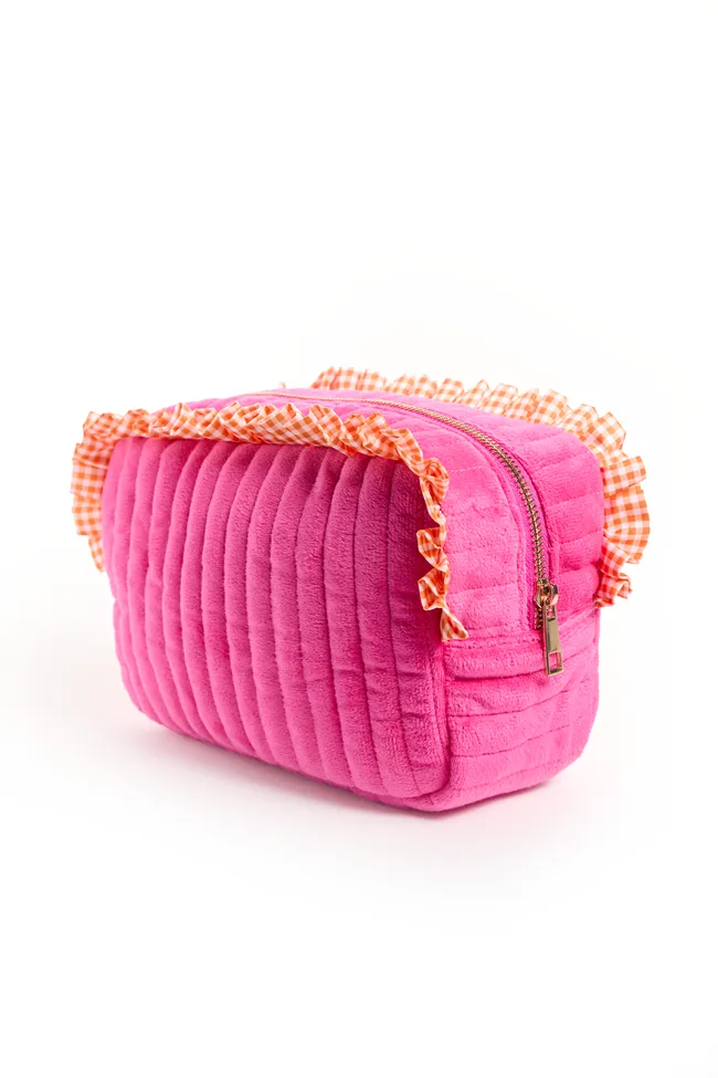 Avalon Pink Ruffle Trim Cosmetic Bag sold by Pink Lily product image thumbnail 2