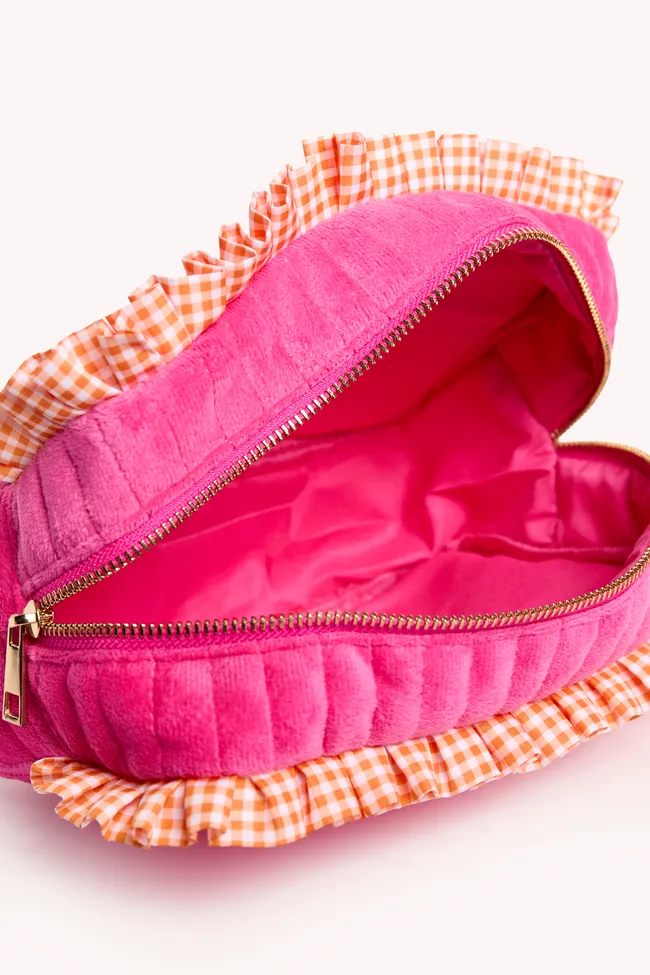 Avalon Pink Ruffle Trim Cosmetic Bag sold by Pink Lily product image thumbnail 3