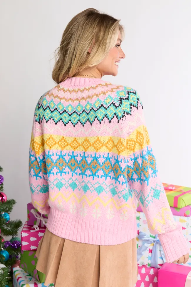 Chloe Pink Multi Color Fair Isle Sweater sold by Pink Lily product image thumbnail 4