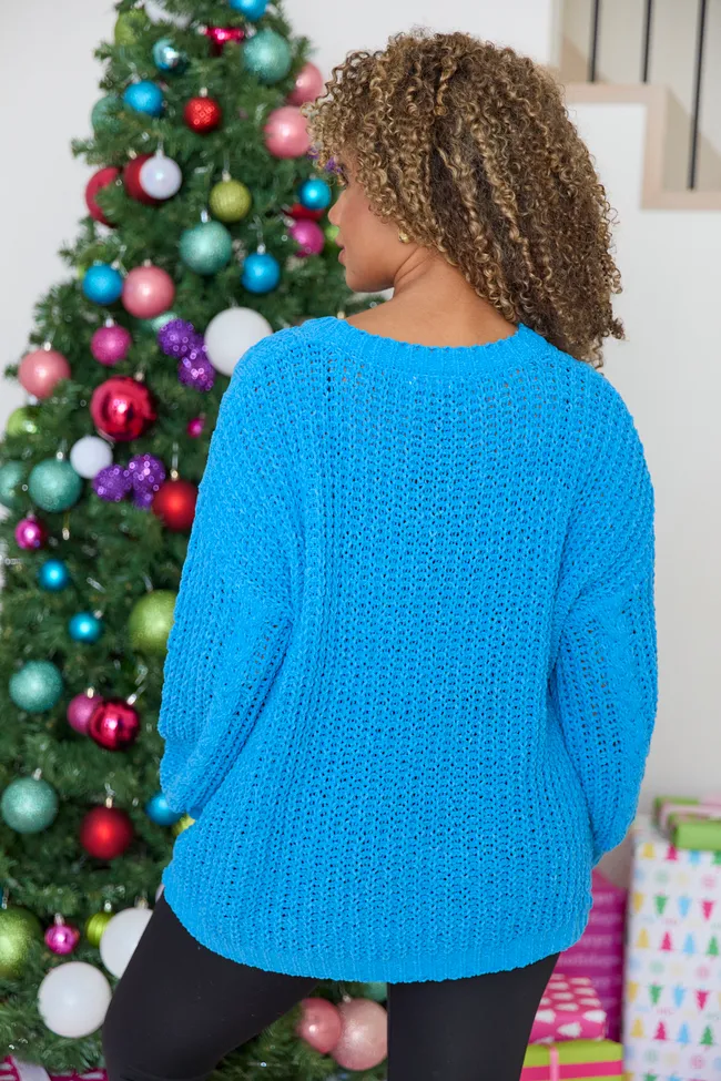 Ashten Blue Chenille Cable Knit Oversized Sweater FINAL SALE sold by Pink Lily product image thumbnail 5