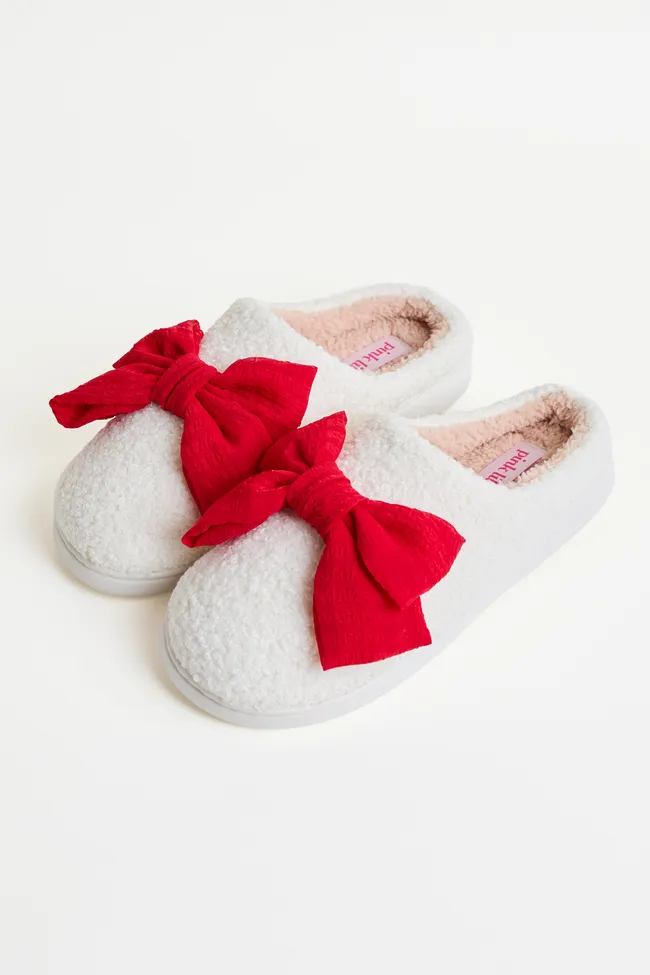 Cozi Red Bow Shearling Slippers SALE sold by Pink Lily product image thumbnail 4