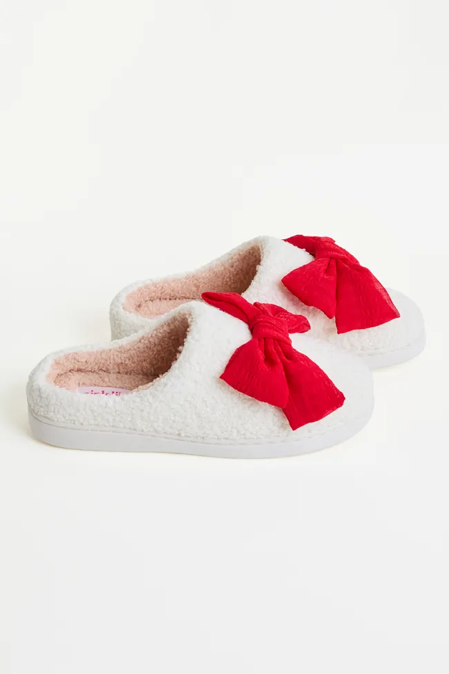 Cozi Red Bow Shearling Slippers SALE sold by Pink Lily product image thumbnail 5