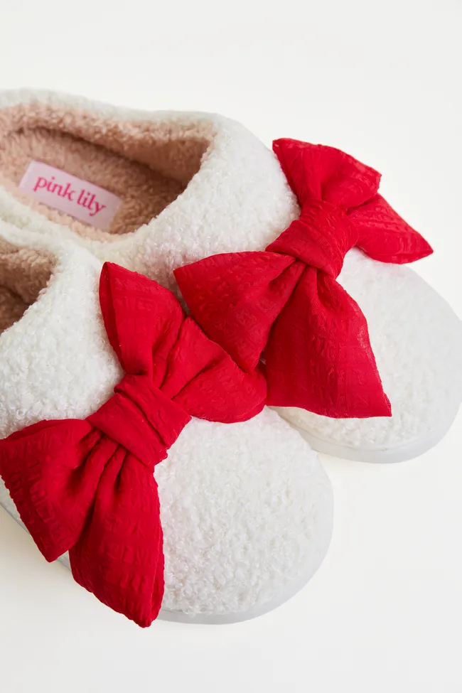 Cozi Red Bow Shearling Slippers SALE sold by Pink Lily product image thumbnail 2