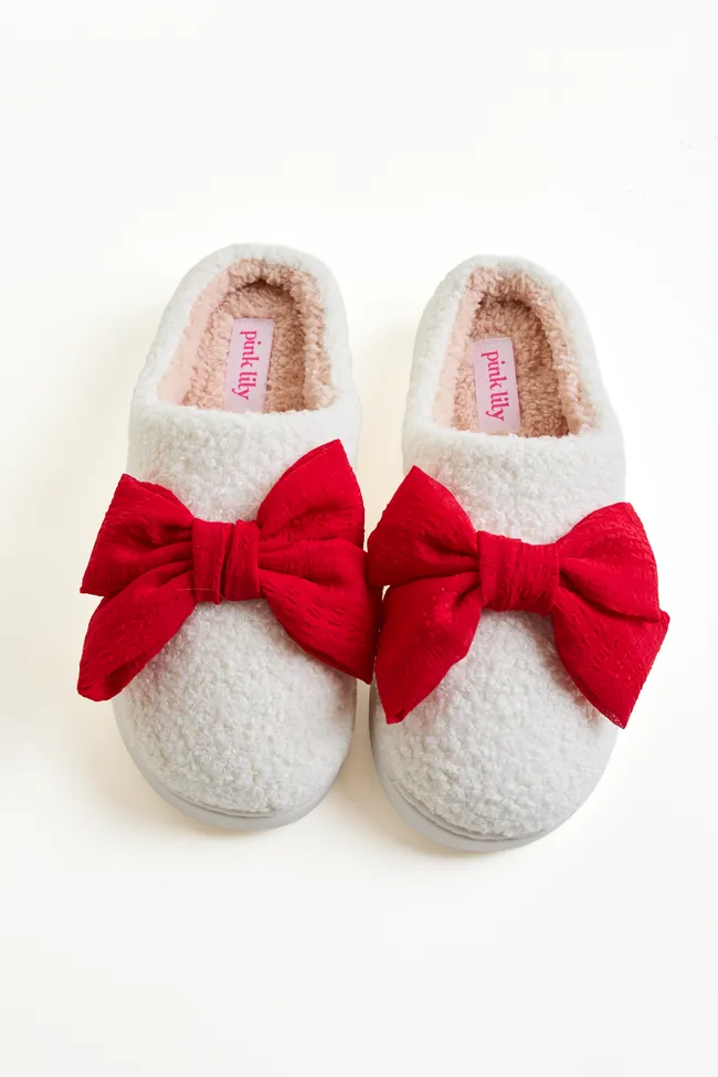 Cozi Red Bow Shearling Slippers SALE sold by Pink Lily product image thumbnail 3