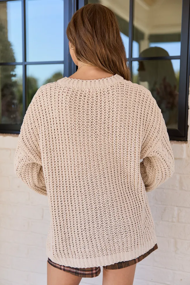 Ashten Beige Chenille Cable Knit Oversized Sweater FINAL SALE sold by Pink Lily product image thumbnail 5
