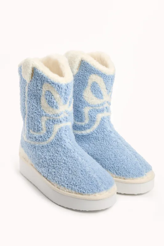 Tyla White Bow Shearling Boot Slippers SALE sold by Pink Lily