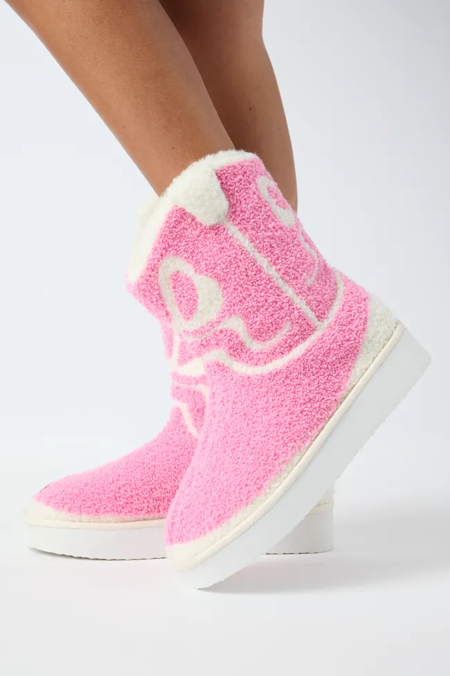 Tyla Pink Bow Shearling Boot Slippers FINAL SALE sold by Pink Lily product image thumbnail 2