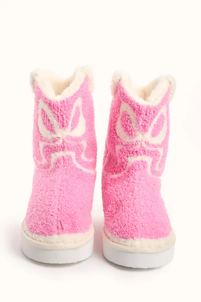 Tyla Pink Bow Shearling Boot Slippers FINAL SALE sold by Pink Lily product image thumbnail 3