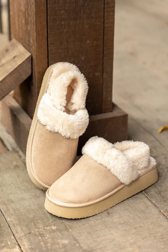 Greer Sand Slingback Platform Slippers FINAL SALE sold by Pink Lily