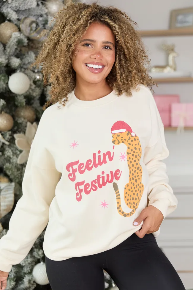 Feelin' Festive Cream Graphic Sweatshirt sold by Pink Lily product image thumbnail 3