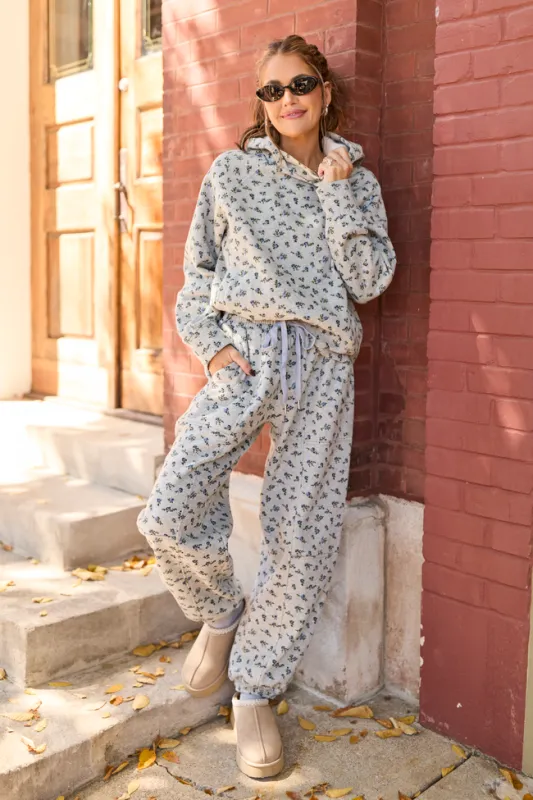 Jolie Grey Floral Sweatpants Amber Massey X Pink Lily sold by Pink Lily