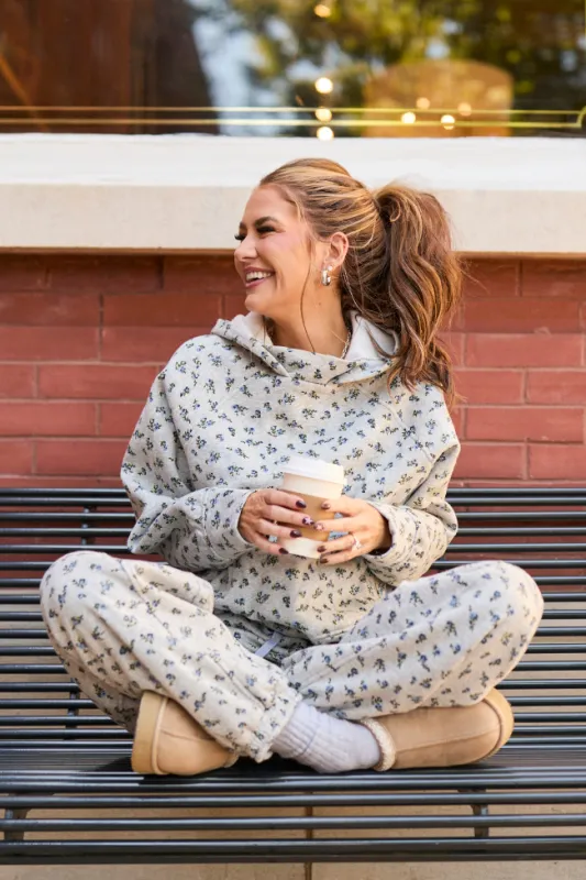 Jolie Grey Floral Hoodie Amber Massey X Pink Lily sold by Pink Lily