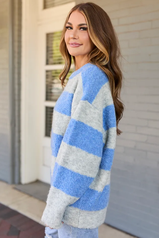 Baylor Blue Striped Boucle Oversized Sweater sold by Pink Lily product image thumbnail 4