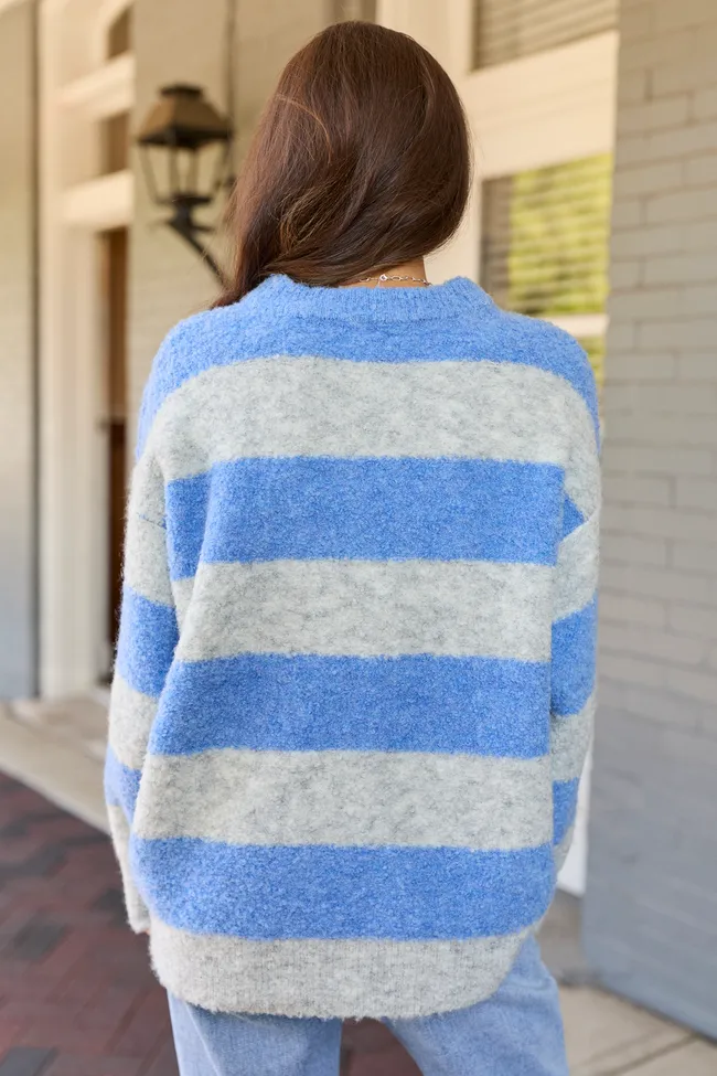 Baylor Blue Striped Boucle Oversized Sweater sold by Pink Lily product image thumbnail 5