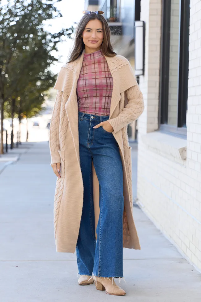 Parker Taupe Cable Knit Duster Cardigan FINAL SALE sold by Pink Lily product image thumbnail 5