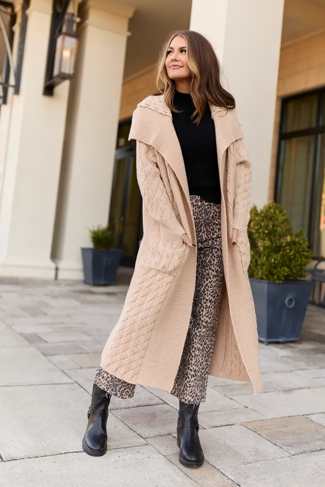 Parker Taupe Cable Knit Duster Cardigan FINAL SALE sold by Pink Lily
