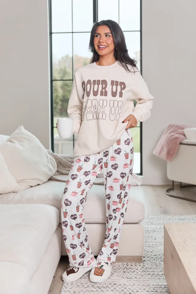 Pour Up Perk Up Cream Graphic Sweatshirt sold by Pink Lily product image thumbnail 3