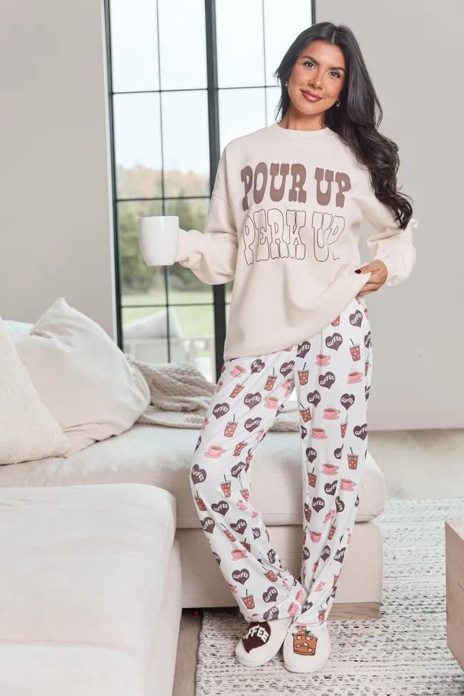 Pour Up Perk Up Cream Graphic Sweatshirt sold by Pink Lily product image thumbnail 4