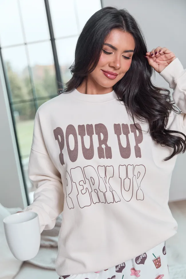 Pour Up Perk Up Cream Graphic Sweatshirt sold by Pink Lily product image thumbnail 2