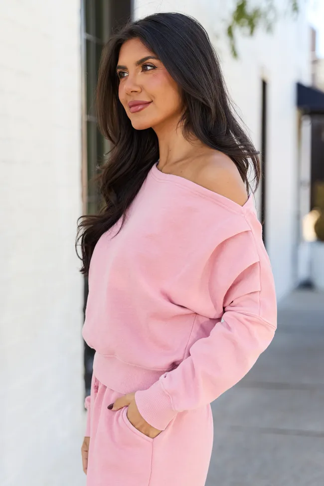 Learn As You Go Pink Off The Shoulder Sweatshirt sold by Pink Lily product image thumbnail 3