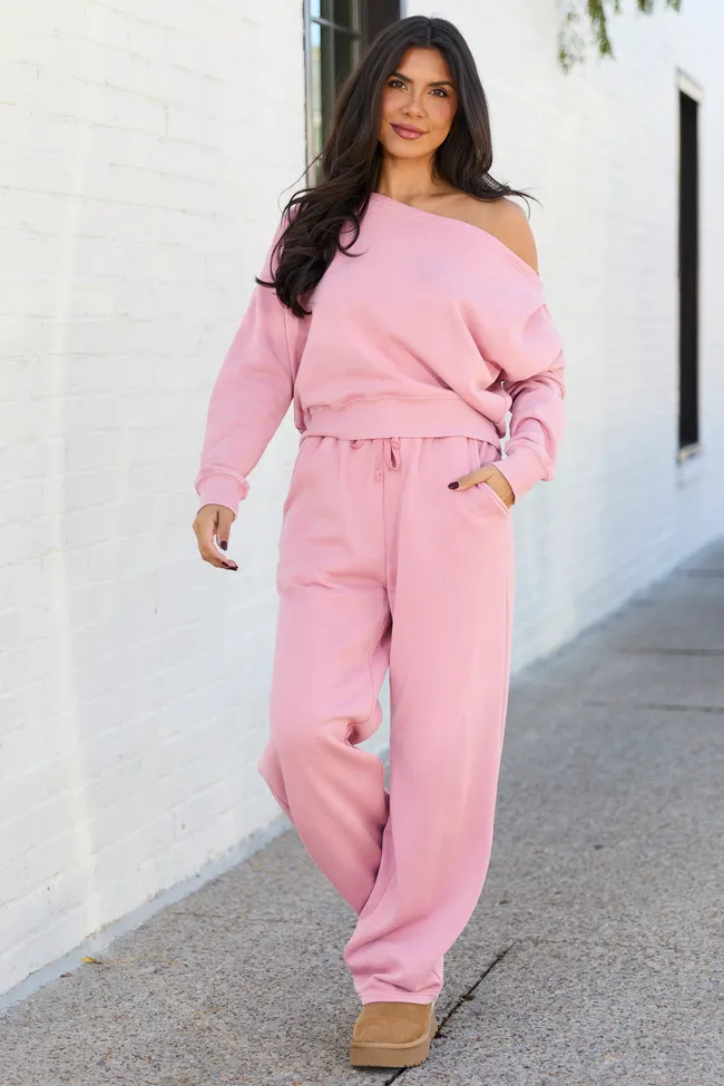 Learn As You Go Pink Off The Shoulder Sweatshirt sold by Pink Lily product image thumbnail 2
