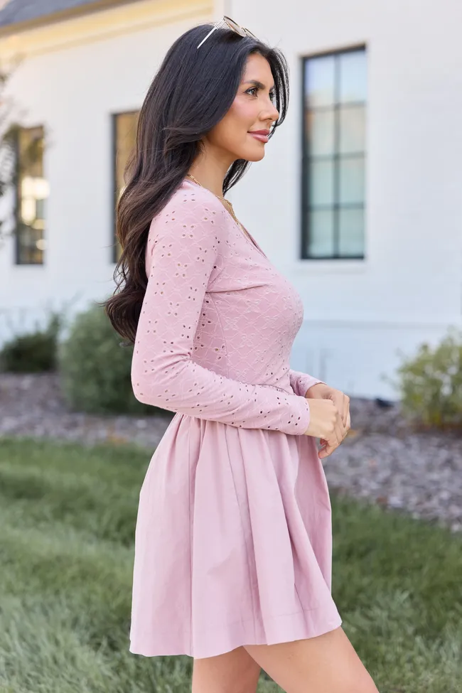 Marina Pink Eyelet Mini Dress sold by Pink Lily product image thumbnail 4