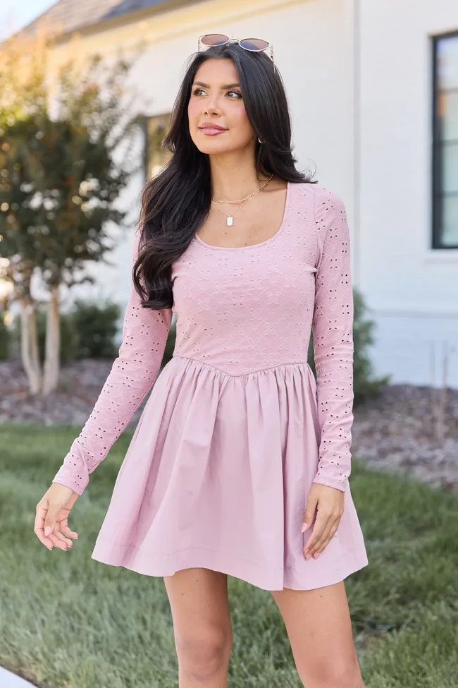 Marina Pink Eyelet Mini Dress sold by Pink Lily product image thumbnail 3