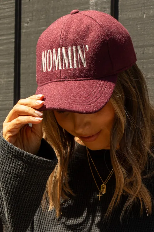 Mommin' Burgundy Baseball Hat Emily Fauver X Pink Lily sold by Pink Lily