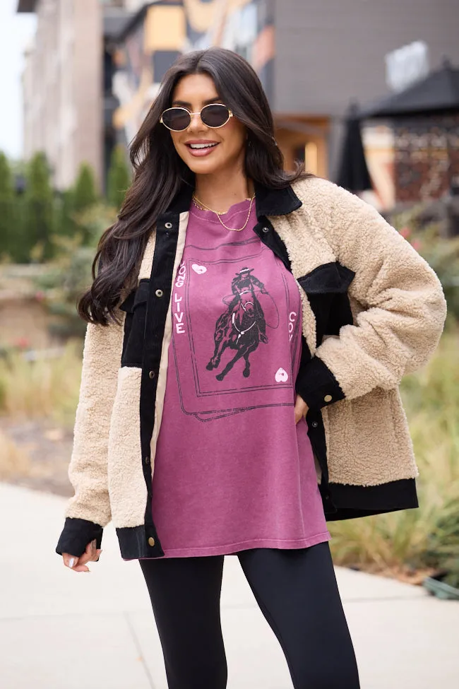Western Playing Card Burgundy Oversized Graphic Tee SALE sold by Pink Lily product image thumbnail 4