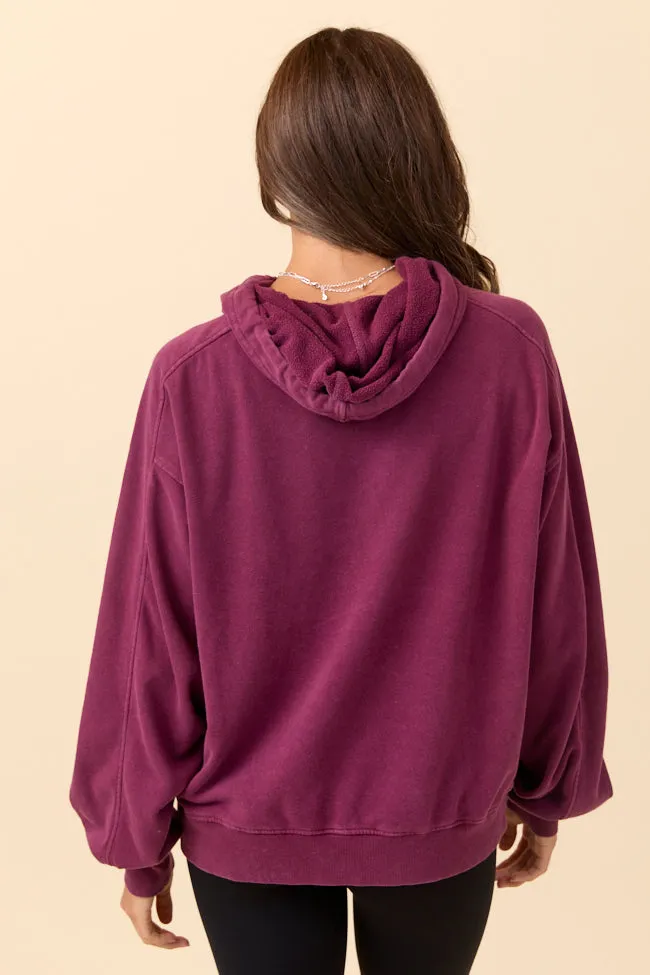 Tammie Burgundy Long Sleeve Oversized Hoodie SALE sold by Pink Lily product image thumbnail 4