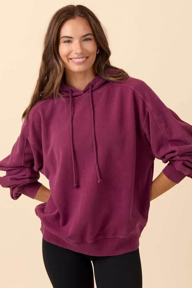 Tammie Burgundy Long Sleeve Oversized Hoodie SALE sold by Pink Lily
