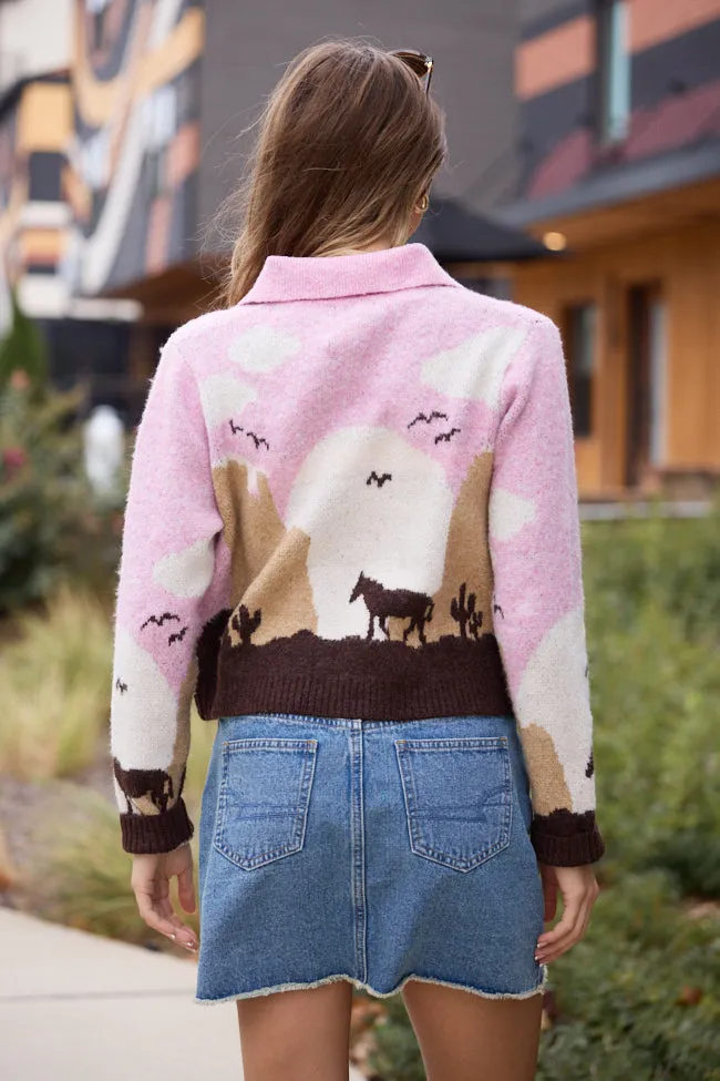 Tallulah Pink And Tan Western Collared Cardigan sold by Pink Lily product image thumbnail 4