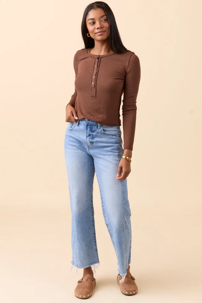 McClaine Brown Long Sleeve Henley FINAL SALE sold by Pink Lily product image thumbnail 4